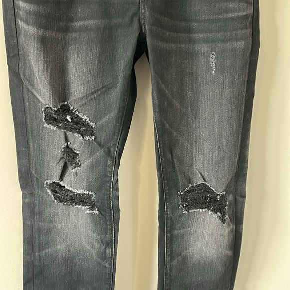 MONFRERE Greyson Distressed Skinny Jean Slash Rodium Black Mens Sz 31 NEW - Picture 6 of 16